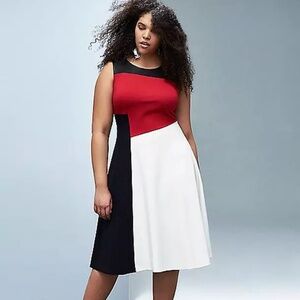 Lane Bryant Tri-Color Midi Dress - Red, Black, White
